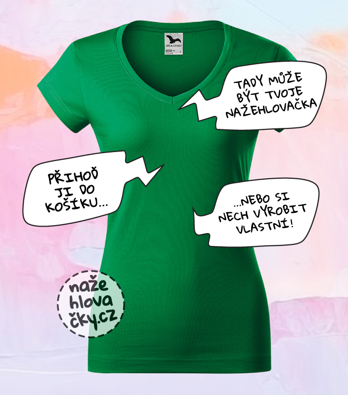 Tričko FIT V-NECK dámské středně zelená