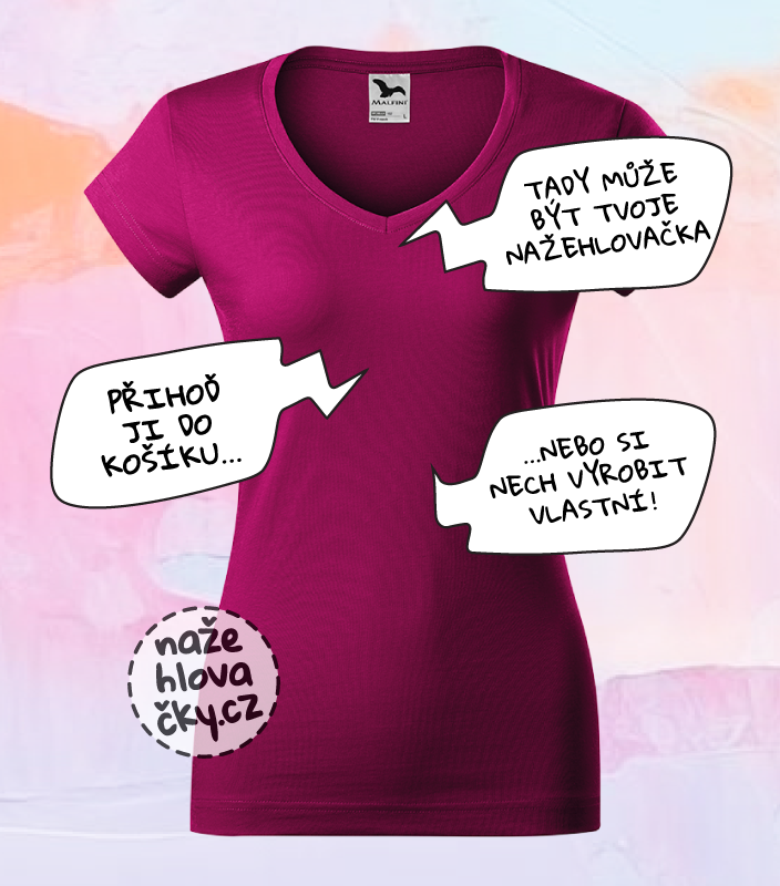 Tričko FIT V-NECK dámské fuchsia red