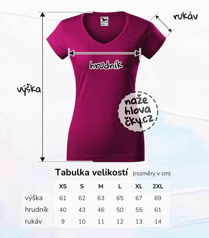 Tričko FIT V-NECK dámské fuchsia red