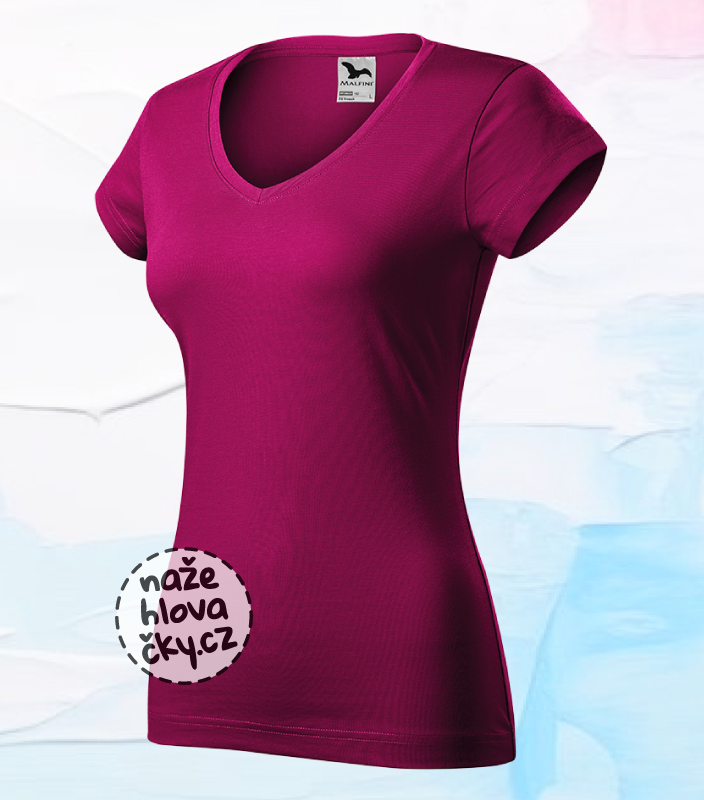 Tričko FIT V-NECK dámské fuchsia red