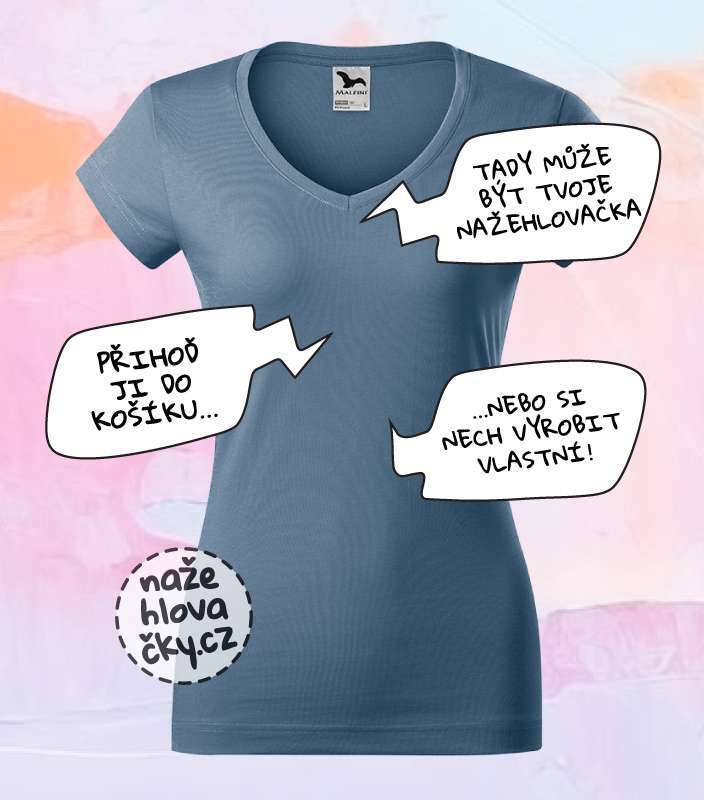 Tričko FIT V-NECK dámské denim