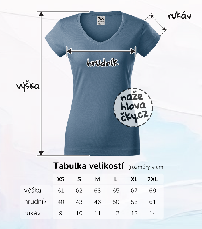Tričko FIT V-NECK dámské denim