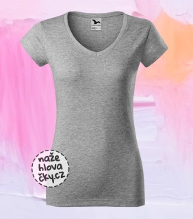 Tričko FIT V-NECK dámské tmavě šedý melír