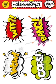 Nažehlovačka - WTF WOW BANG OOPS - sticker style