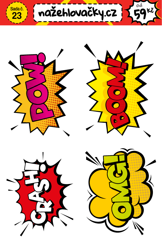 Nažehlovačka - OMG POW CRASH BOOM- sticker style