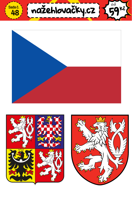Nažehlovačka - ČR - znak, vlajka, malý znak