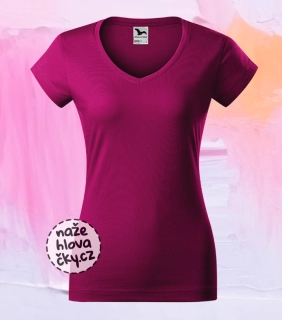 Tričko FIT V-NECK dámské fuchsia red S